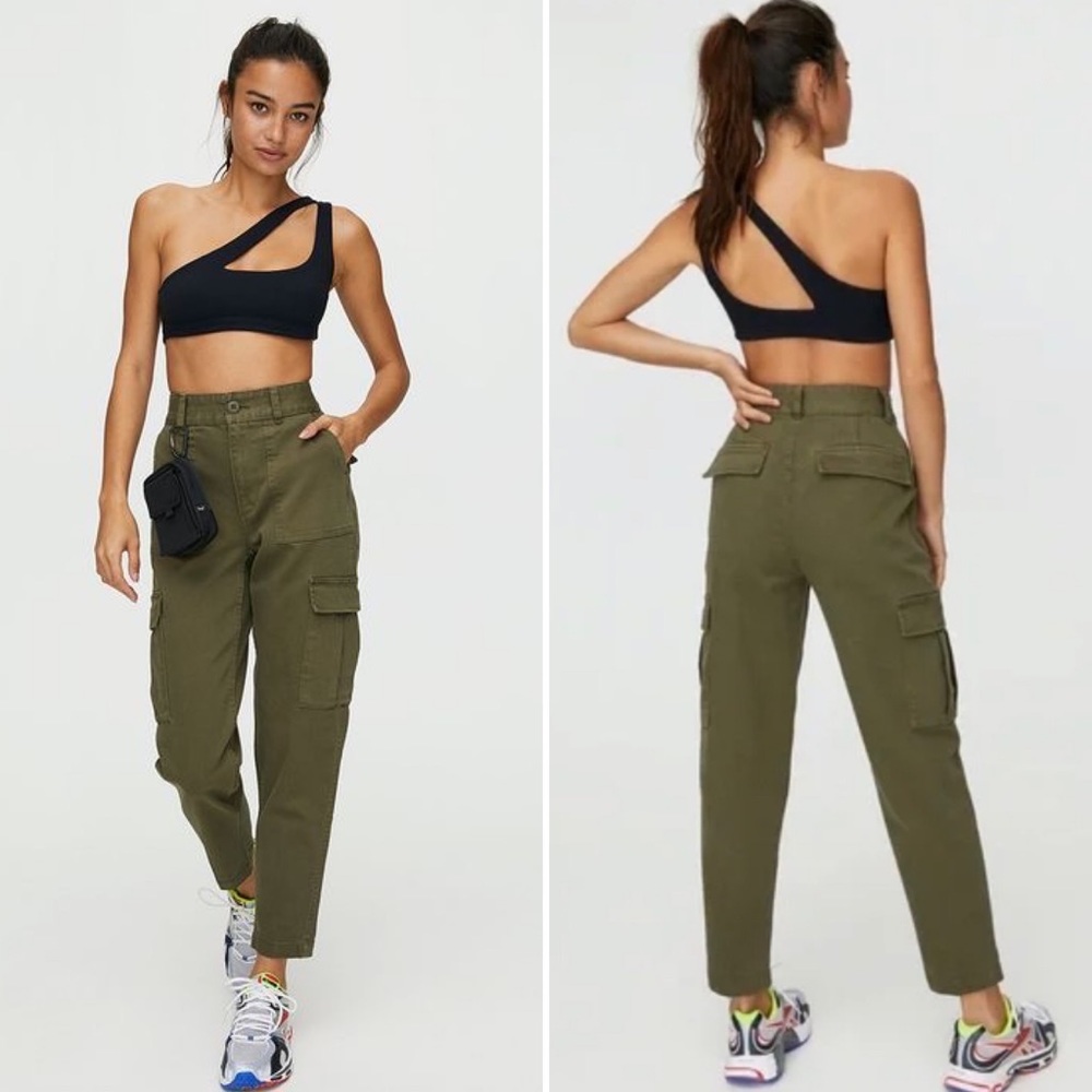 Aritzia Tna Williamsburg Green Black Cargo Casual Utility Pant Fall Sz 0,2